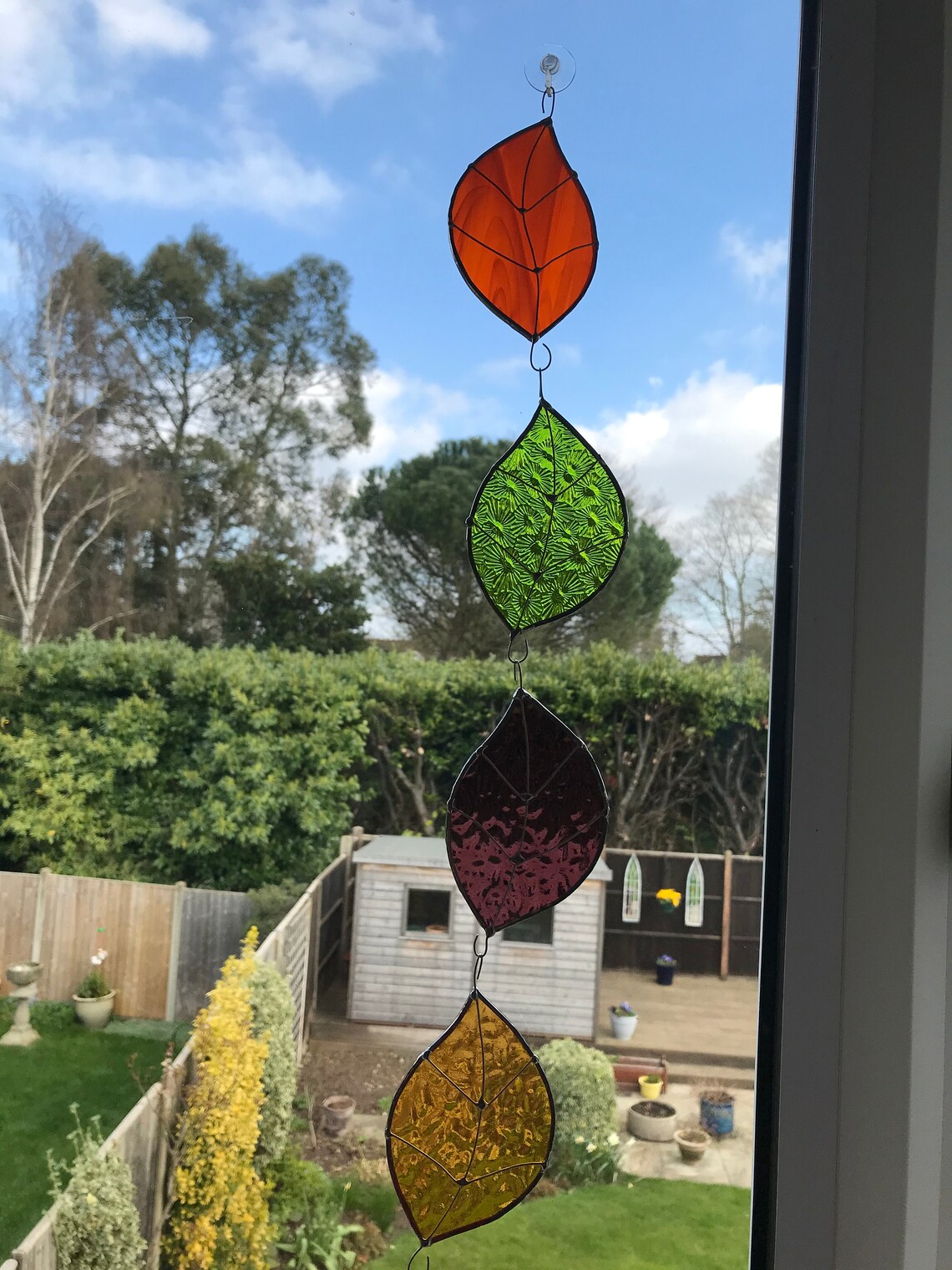 Stained Glass Leaf Suncatcher Etsy Sweden