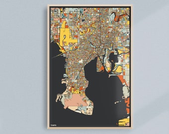 TAMPA FLORIDA MAP - Fine Art Giclee Print - Qualité Du Musée