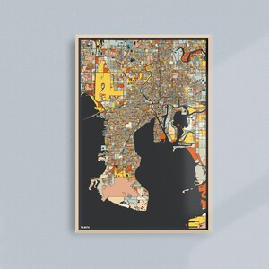 TAMPA FLORIDA MAP - Fine Art Giclee Print - Museum Quality