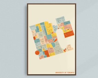 UNIVERSIDAD DE TORONTO - Mapa del campus - Impresión giclée de bellas artes - Calidad de museo