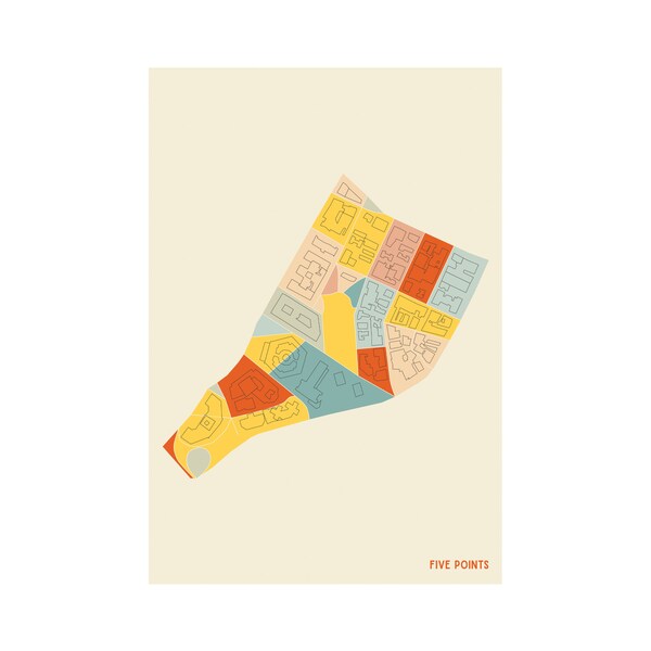 Five Points Map - Fine Art Giclée Print - Museum Quality