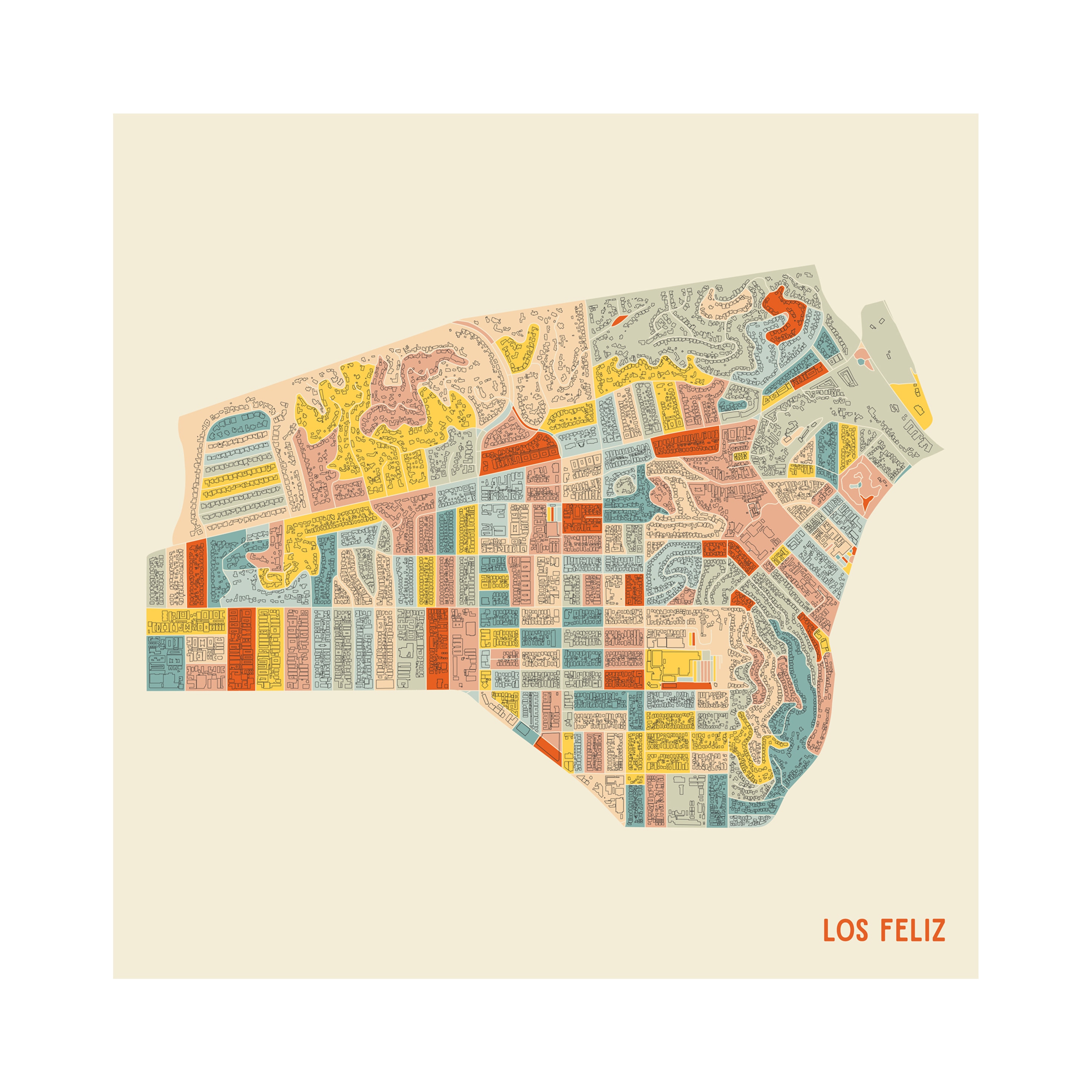 Los Feliz Los Angeles Neighborhood Map Fine Art Giclée - Etsy