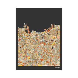 Mapa completo de Yakarta, Indonesia - Impresión Giclée de Bellas Artes - Calidad de Museo