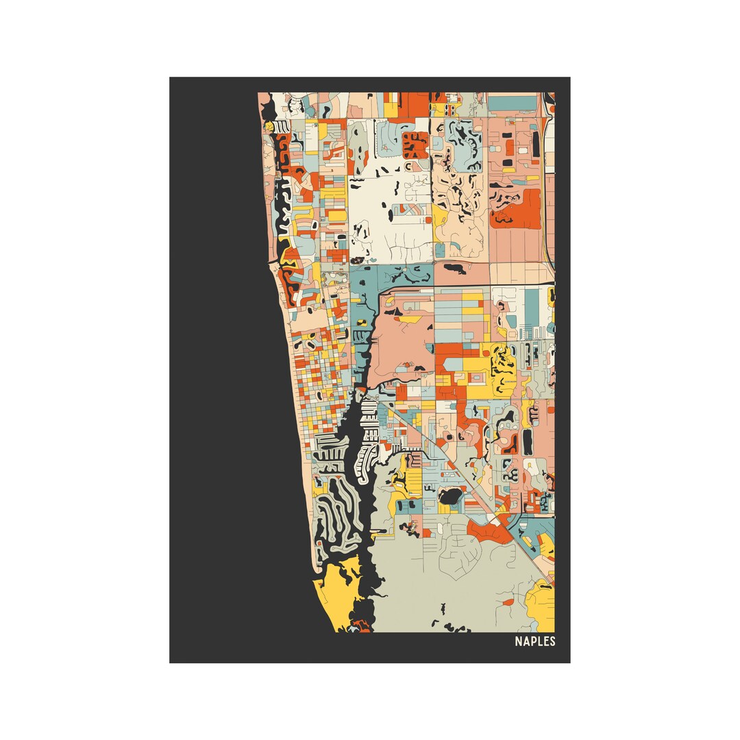 NAPLES, FLORIDA - Street Map - Fine Art Giclée Print - Museum Quality ...