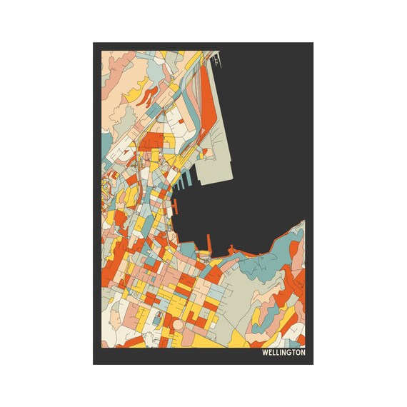 WELLINGTON NEW ZEALAND Map Fine Art Giclée Print Museum Etsy