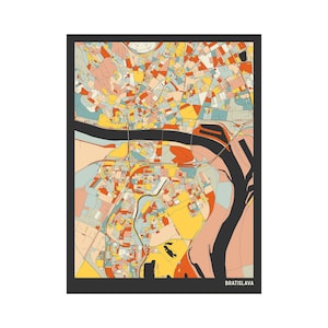 Bratislava Lithuania, Street Map - Fine Art Giclée Print - Museum Quality