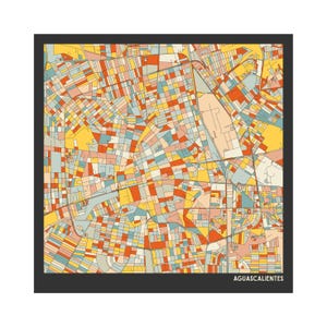 AGUASCALIENTES, Mexico, Street Map - Fine Art Giclée Print - Museum Quality