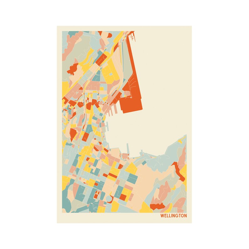 WELLINGTON NEW ZEALAND Map Fine Art Giclée Print Museum Etsy