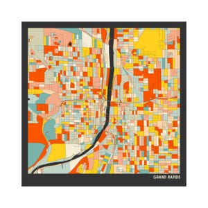 GRAND RAPIDS, MICHIGAN - Street Map - Fine Art Giclée Print - Museum Quality