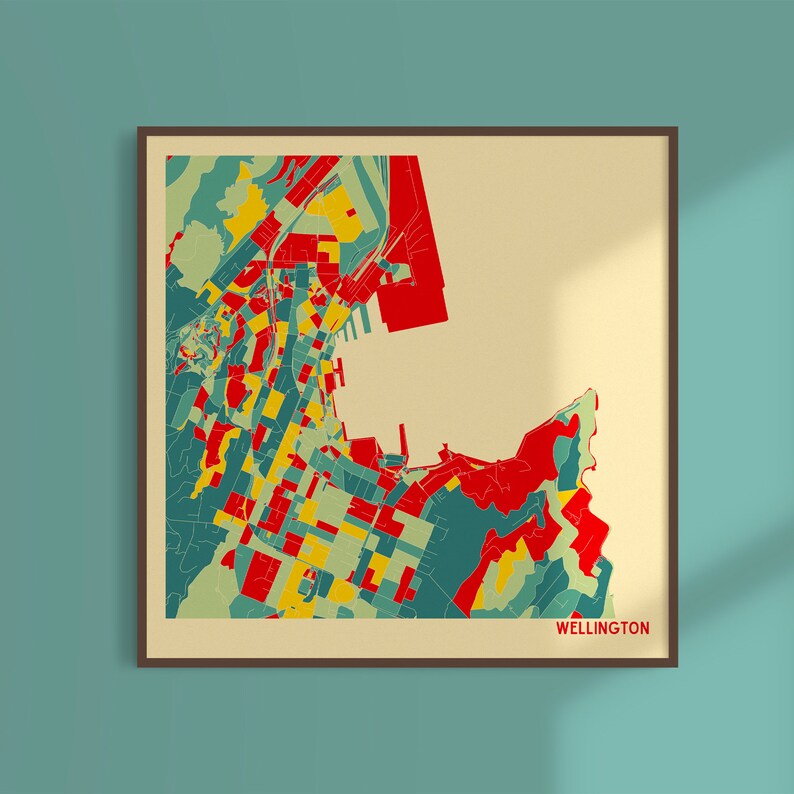 WELLINGTON NEW ZEALAND Map Fine Art Giclée Print Museum Etsy