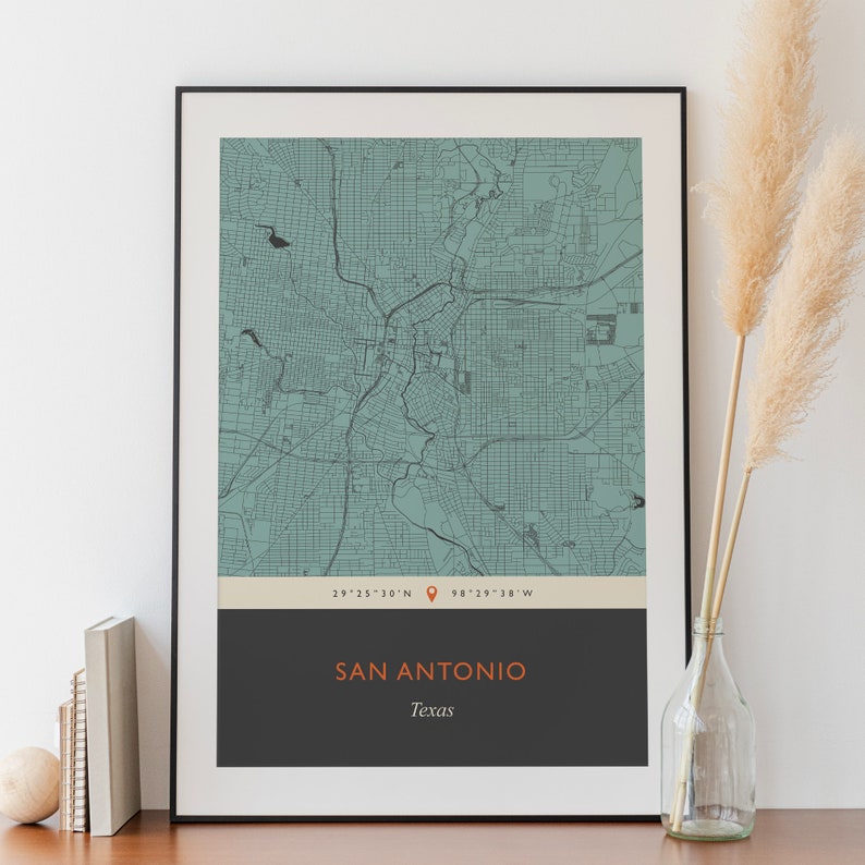 Museum Quality SAN ANTONIO TEXAS Map Fine Art Gicl\u00e9e Print Novel Classics