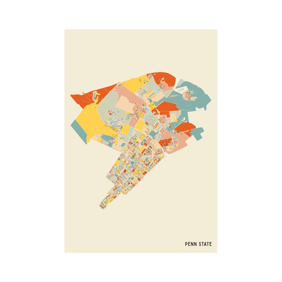 PENN STATE Campus Map Fine Art Giclée Print Museum Quality - Etsy