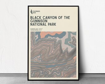 BLACK CANYON of the GUNNISON - National Parks Series - Topographic Contour Map - Fine Art Giclée Print - Museum Quality
