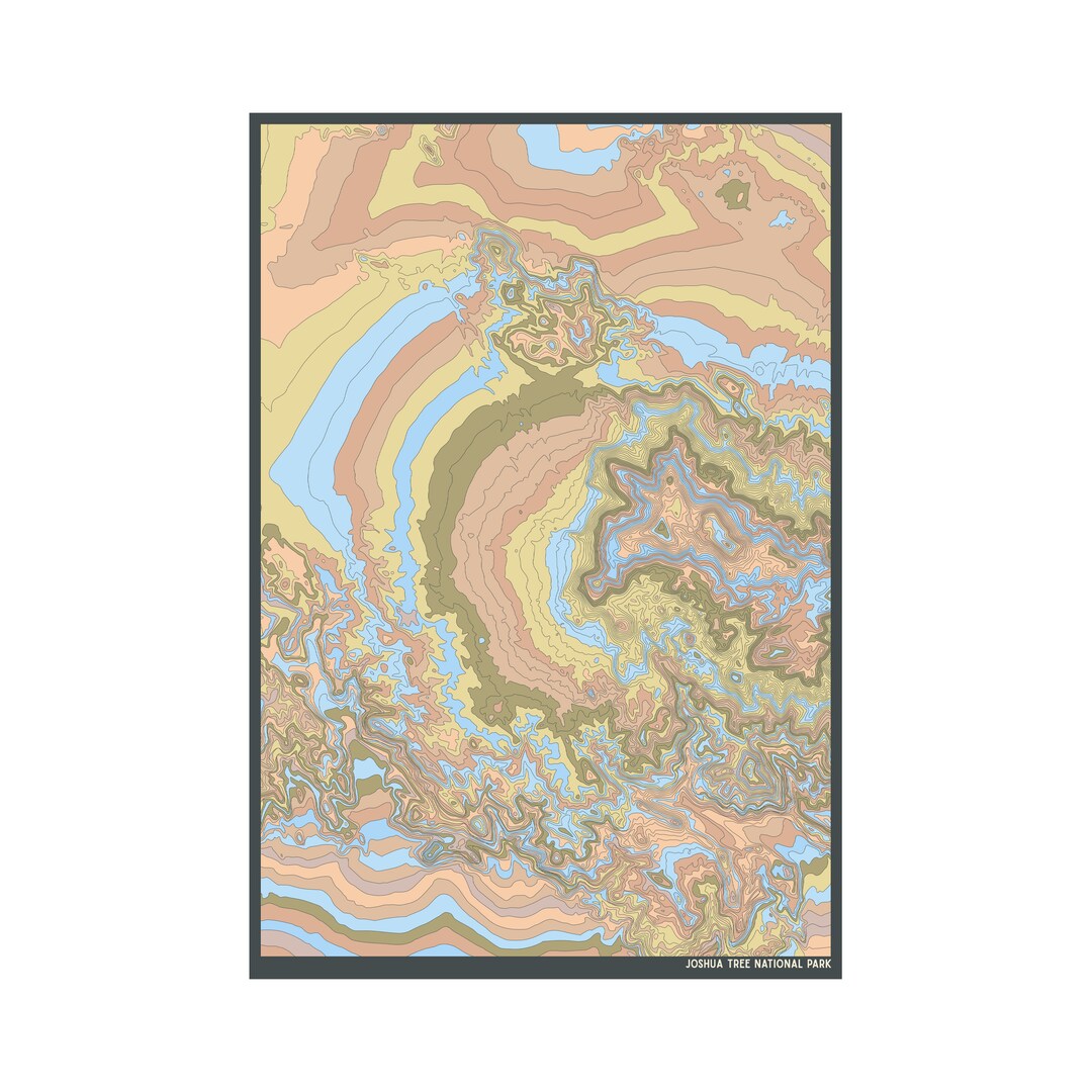 JOSHUA TREE - National Park - Topographic Contour Map - Fine Art Giclée ...