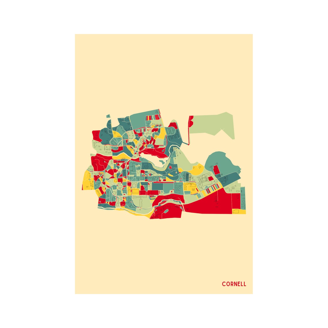 CORNELL UNIVERSITY CAMPUS Map Fine Art Giclée Print Museum - Etsy