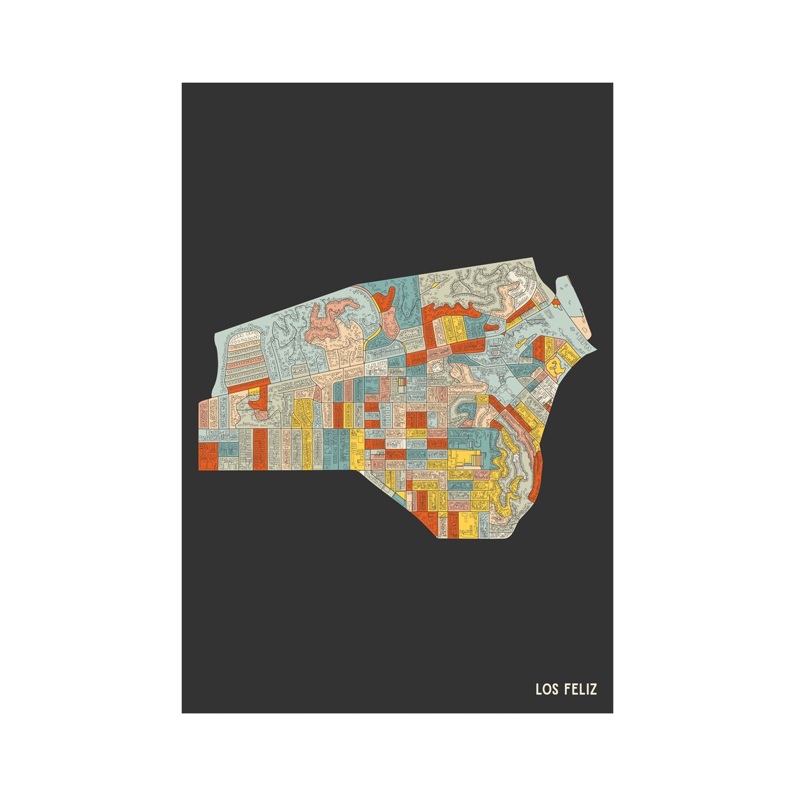 Los Feliz Los Angeles Neighborhood Map Fine Art Giclée - Etsy