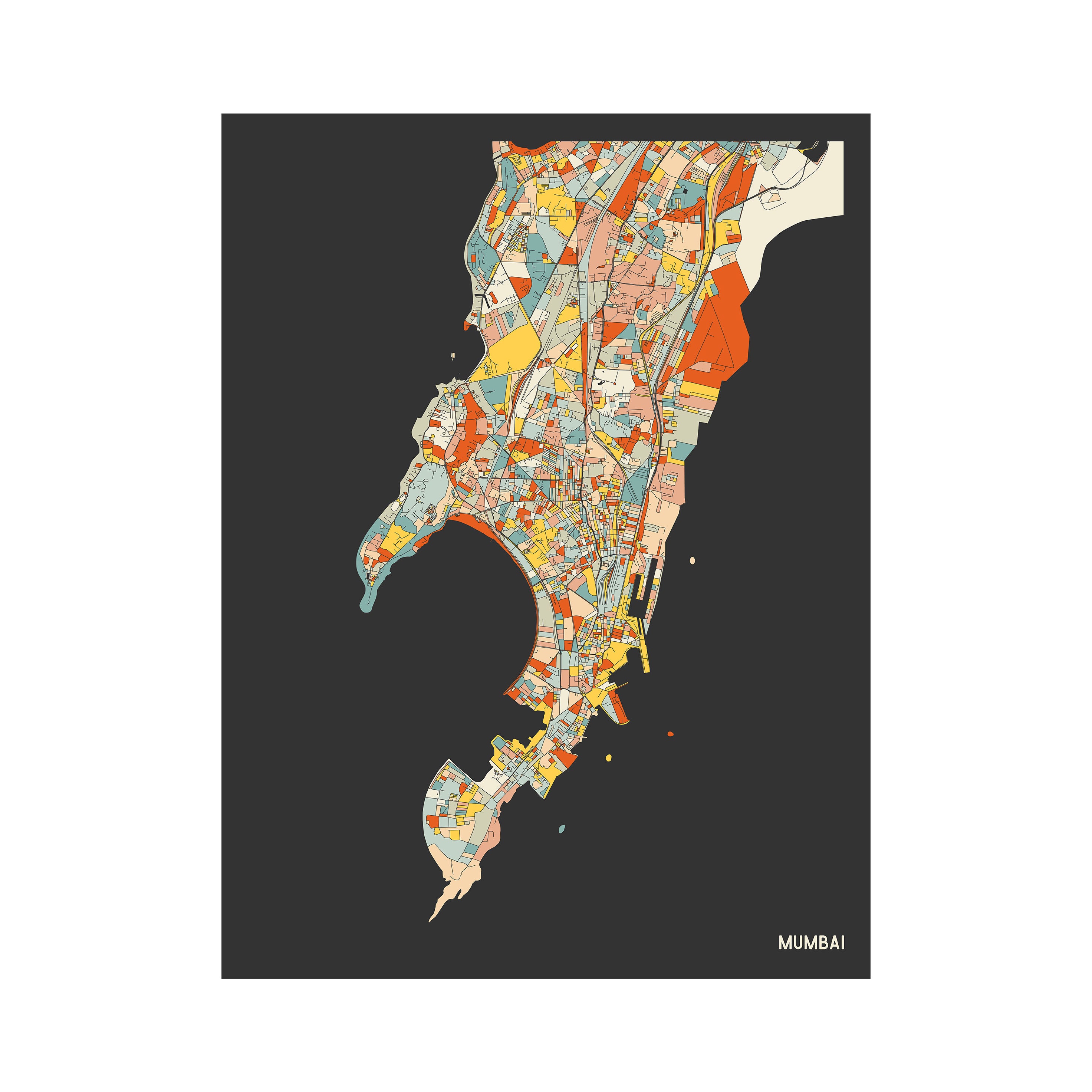 Mumbai India Street Map Fine Art Giclée Print Museum Etsy