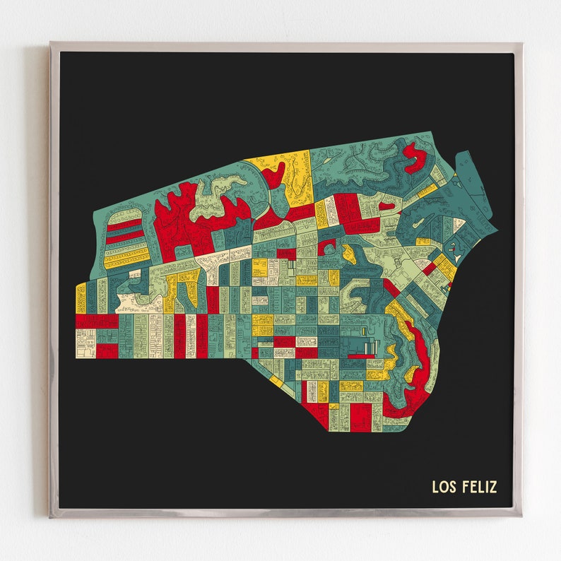 Los Feliz Neighborhood Map Fine Art