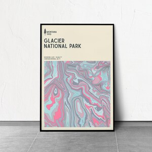 GLACIER - National Parks Series - Topographic Contour Map - Fine Art Giclée Print - Museum Quality