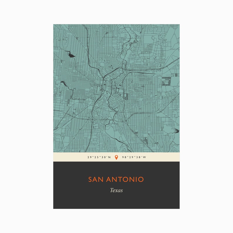 Museum Quality SAN ANTONIO TEXAS Map Fine Art Gicl\u00e9e Print Novel Classics