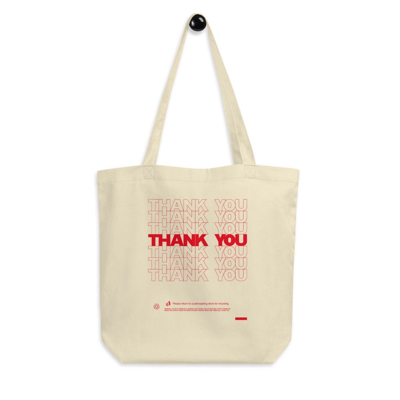 Thank You Repeating Blackletter red Classic Plastic Bag - Etsy