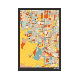 CUPERTINO, California, Street Map - Fine Art Giclée Print - Museum Quality