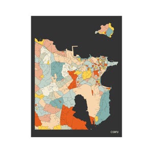 Corfu Greece, Greek Island Street Map - Fine Art Giclée Print - Museum Quality