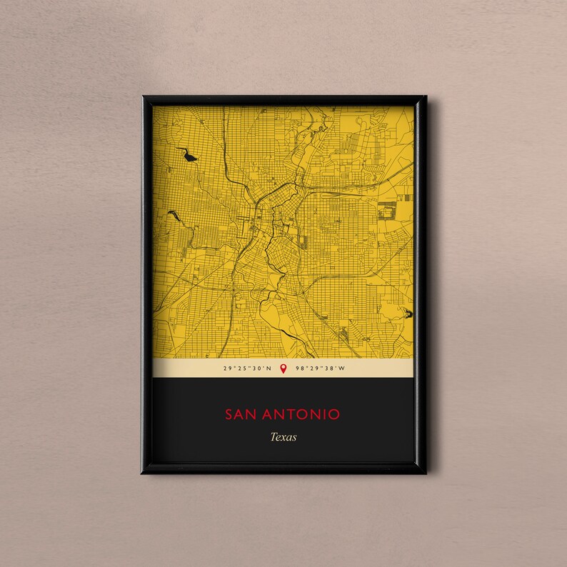 Museum Quality SAN ANTONIO TEXAS Map Fine Art Gicl\u00e9e Print Novel Classics