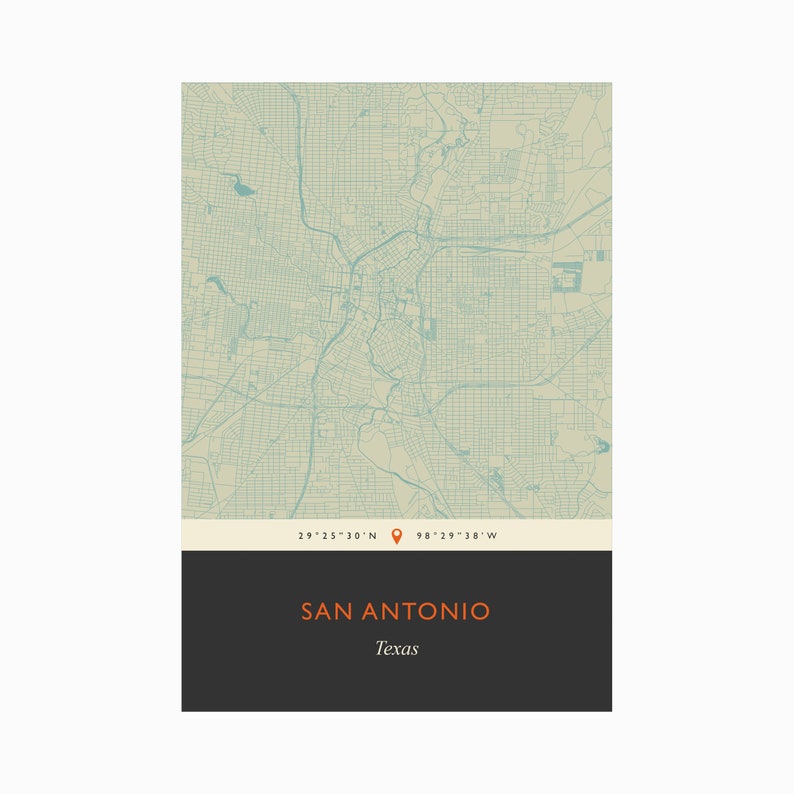 Museum Quality SAN ANTONIO TEXAS Map Fine Art Gicl\u00e9e Print Novel Classics