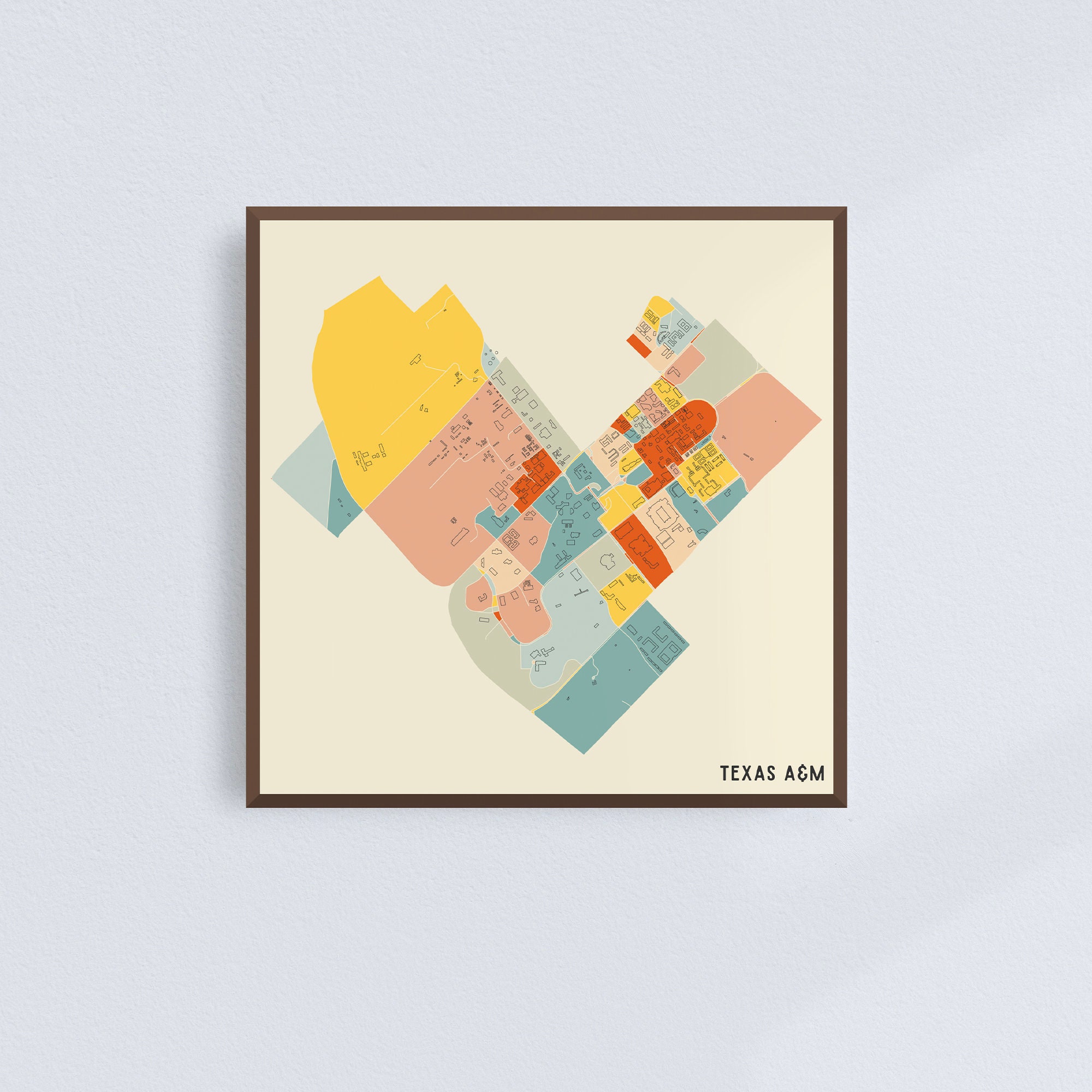 TEXAS A&amp;M CAMPUS Map college Station Texas Fine Art - Etsy