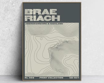 Brae Riach - Scotland - Topographic Contour Map - Fine Art Giclée Print - Museum Quality