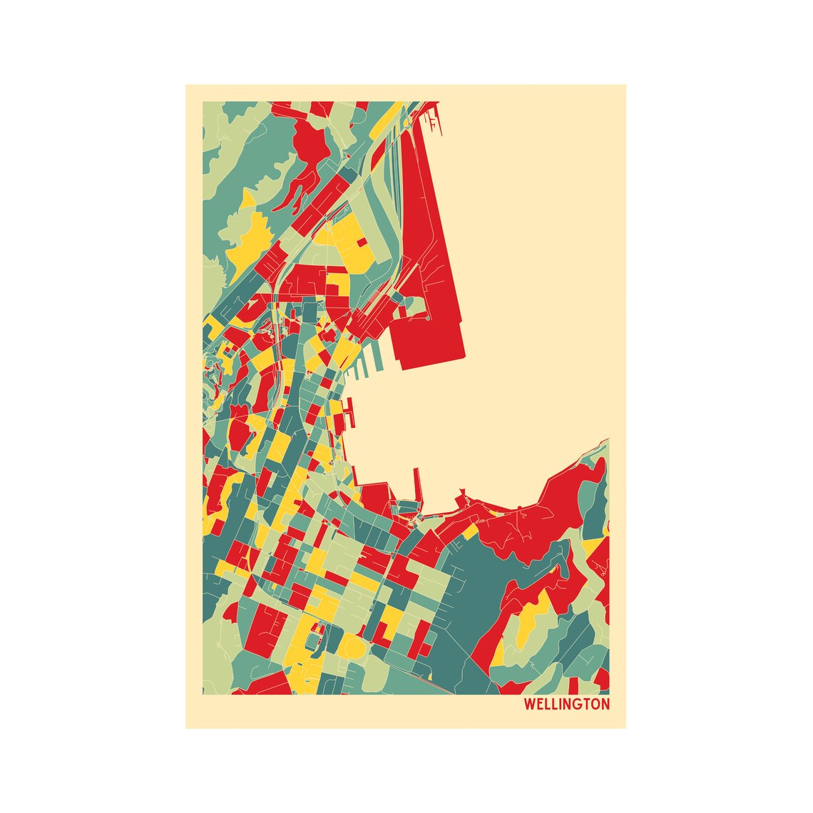 WELLINGTON NEW ZEALAND Map Fine Art Giclée Print Museum Etsy