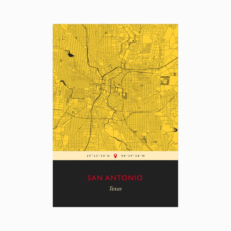 Museum Quality SAN ANTONIO TEXAS Map Fine Art Gicl\u00e9e Print Novel Classics