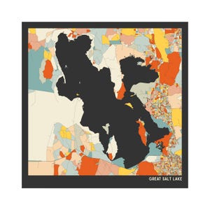 GREAT SALT LAKE, Utah - Street Map - Fine Art Giclée Print - Museum Quality