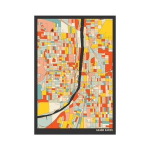GRAND RAPIDS, MICHIGAN Street Map Fine Art Giclée Print Museum Quality ...