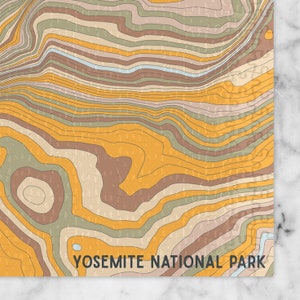 PUZZLE - Yosemite - NATIONAL PARK  - Topographic Contour - Street Map - 520 Piece Premium Jigsaw - 20x16 Inch