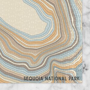 PUZZLE - Sequoia - NATIONAL PARK  - Topographic Contour - Street Map - 520 Piece Premium Jigsaw - 20x16 Inch