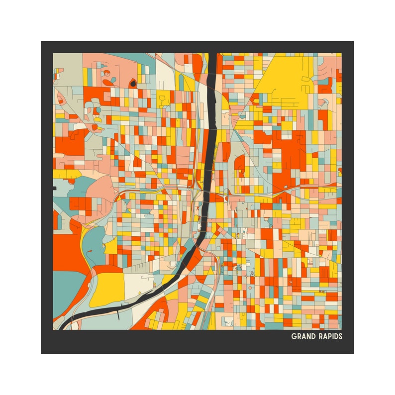 GRAND RAPIDS MICHIGAN Street Map Fine Art Giclée Print - Etsy
