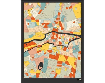 Cork Ireland, Street Map - Fine Art Giclée Print - Museum Quality