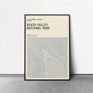 DEATH VALLEY - National Parks Series - Topographic Contour Map - Fine Art Giclée Print - Museum Quality