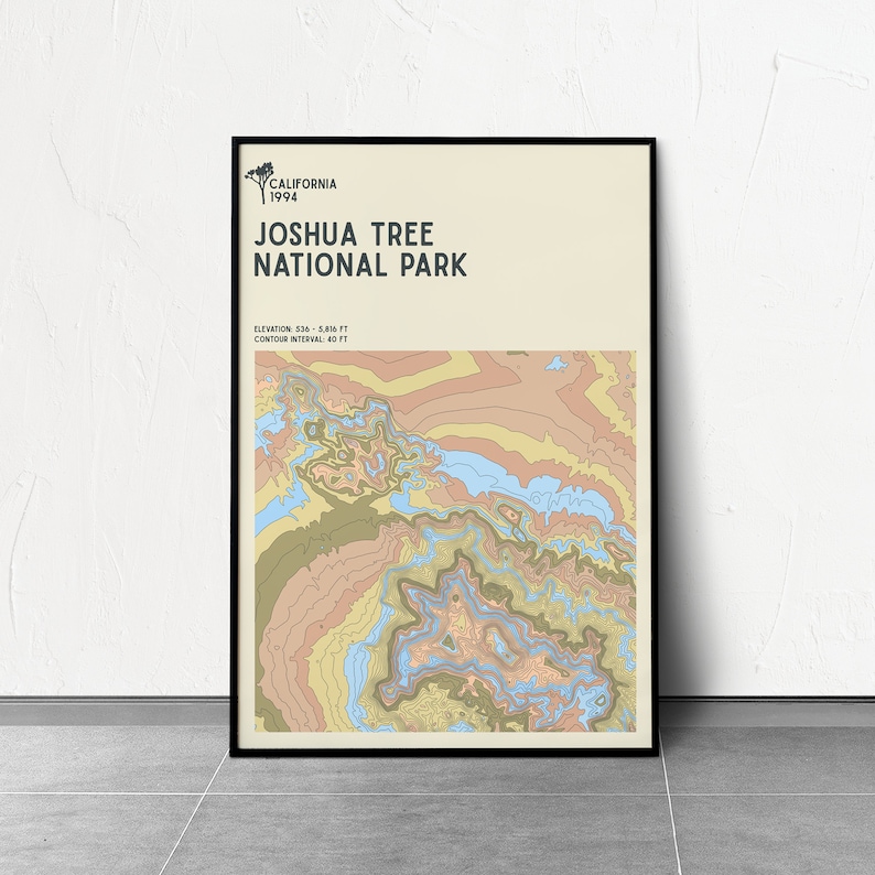 JOSHUA TREE National Parks Series Topographic Contour Map Etsy