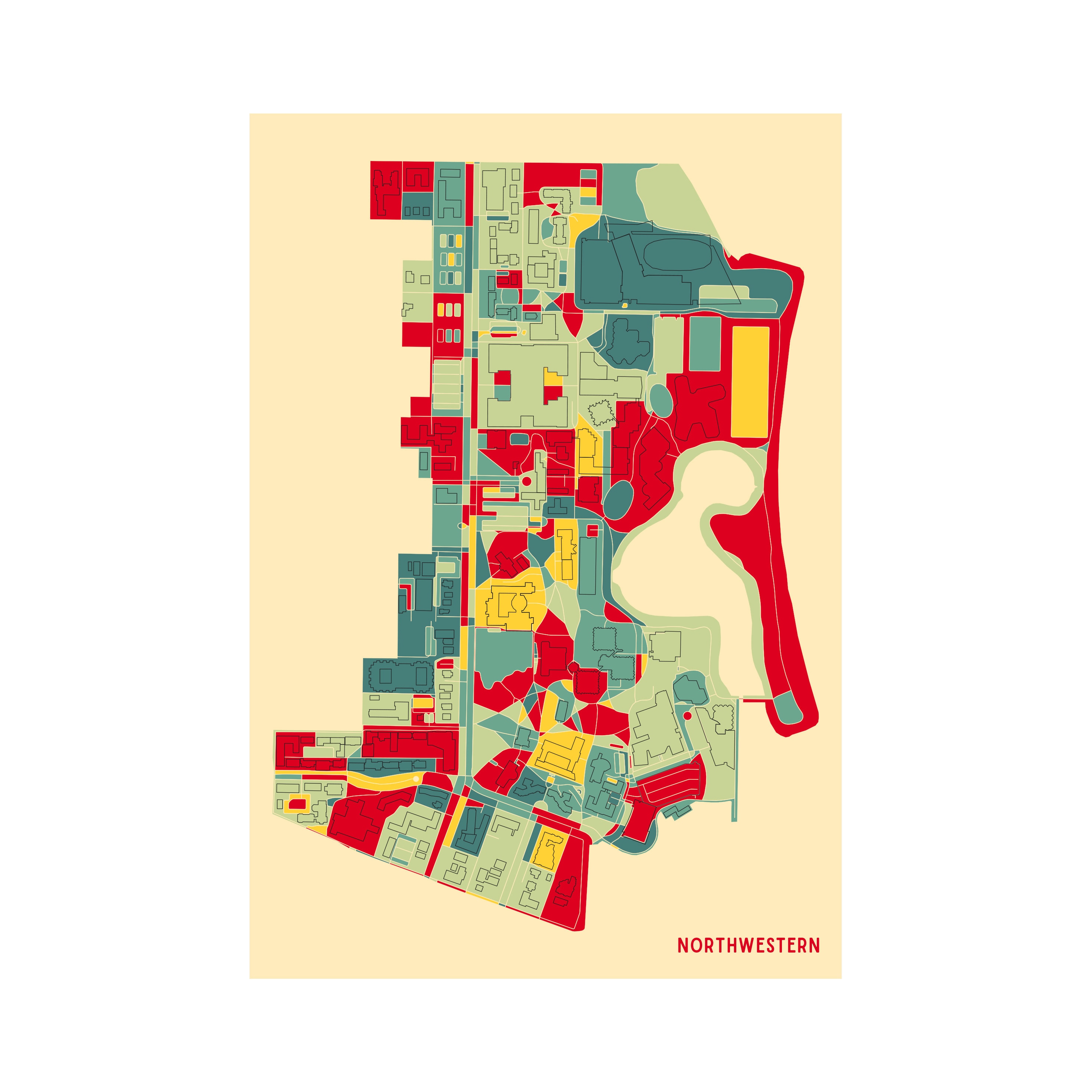 NORTHWESTERN UNIVERSITY Campus Map Fine Art Giclée Print | Etsy