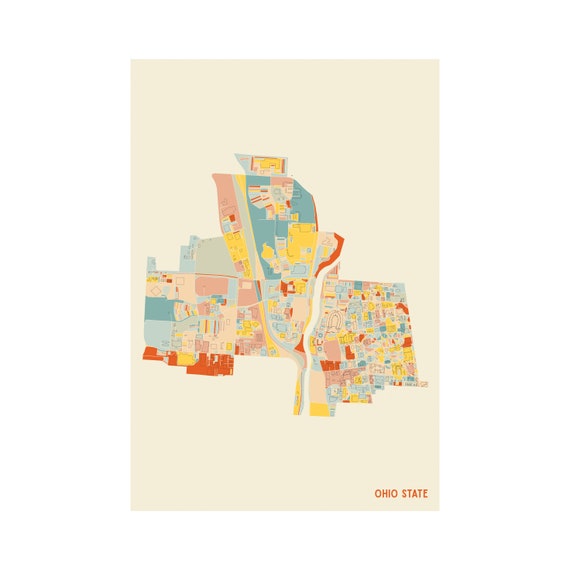 Ohio State University Campus Map Art - City Prints