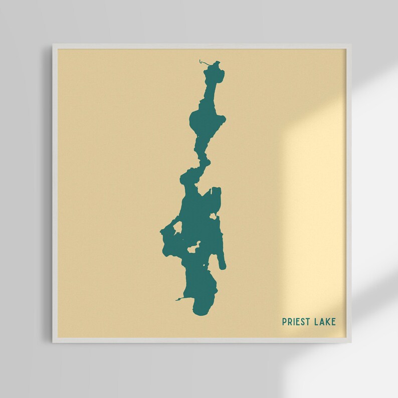 PRIEST LAKE IDAHO Map Fine Art Giclée Print Museum Etsy