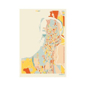 Everett Washington Map - Fine Art Giclée Print - Museum Quality