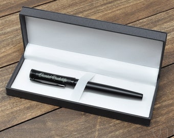 Personalized Luxury Writing Gel Pen in Gift Box; Custom Laser Engraved .7mm Metal Pen with Black Ink; Anniversary or Graduation Gift