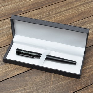 Personalized Luxury Writing Gel Pen in Gift Box; Custom Laser Engraved .7mm Metal Pen with Black Ink; Anniversary or Graduation Gift