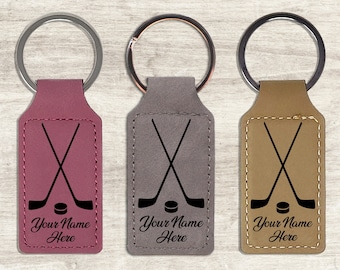 Personalized Hockey Keychain With Name - Custom Hockey Team Gift, Unique Ice Hockey Coach Gift, Hockey Mom gift