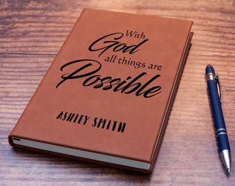 Journal With Bible Verse -  With God All Things are Possible, Custom Prayer Journal with bible quote.