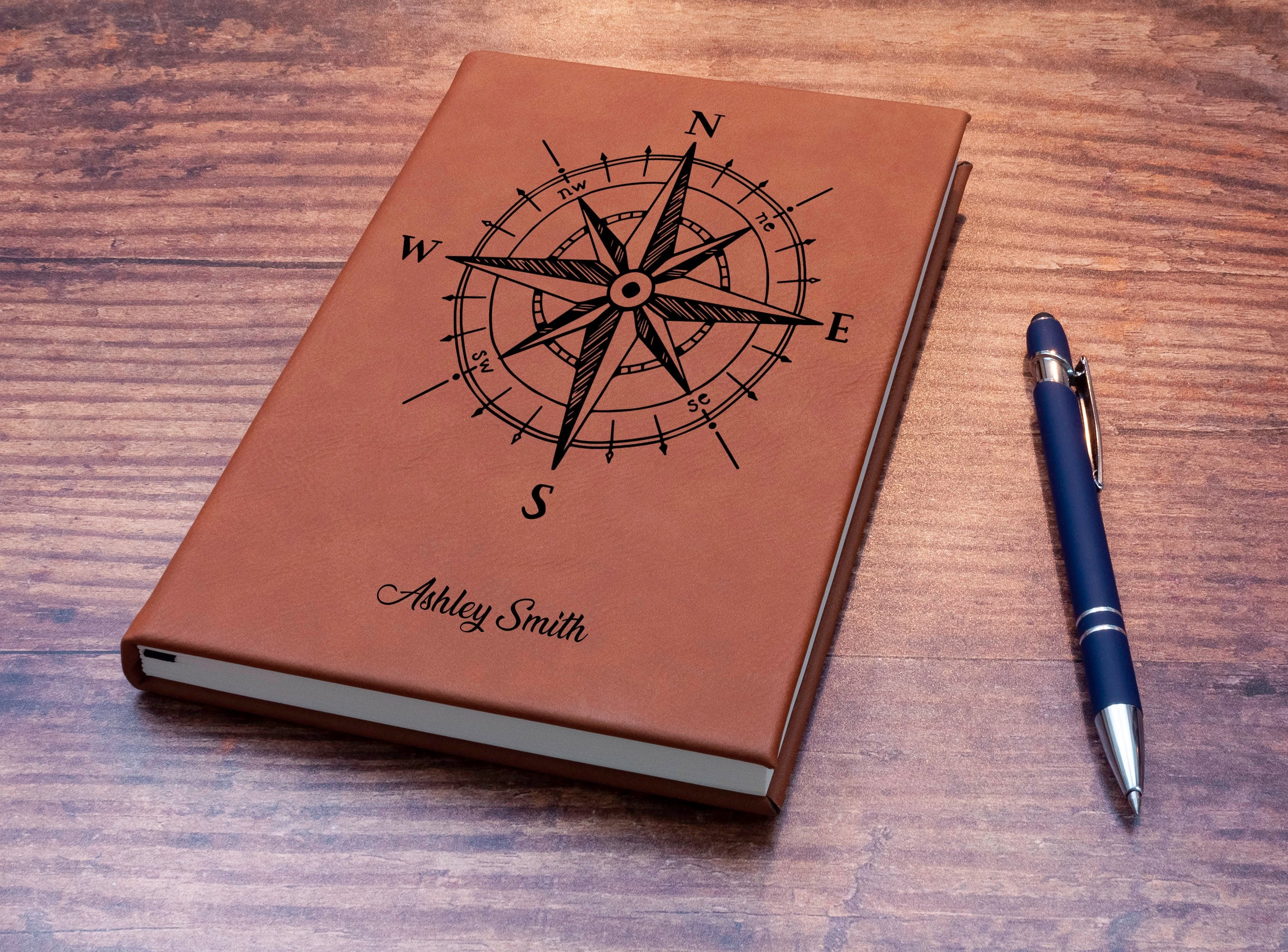 Qilery Compass A5 Refillable Leather Notebook Compass PU Leather Luggage  Tags Compass Passport Holder Black Ballpoint Pen Diary Notepads for Travel